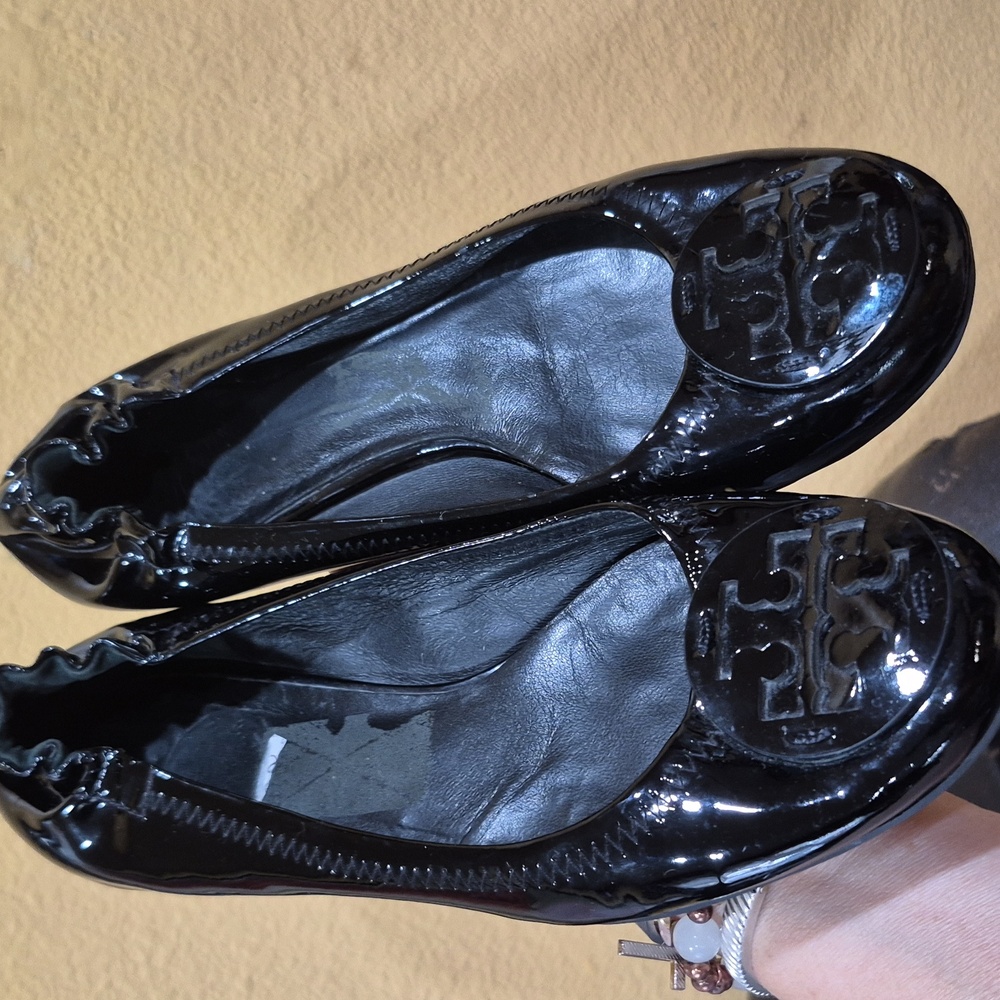 Tory Burch Shiny Black Flats